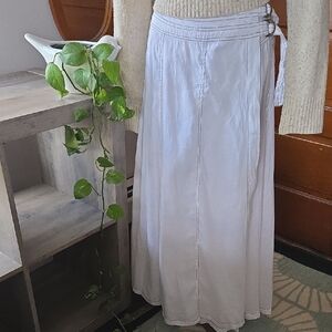 Tweeds Crisp White 100% Linen Full Side-Slit Maxi US 8